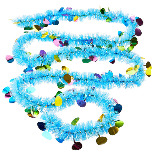 Easter Blue Tinsel Egg Garland, 8 ft, by Way To Celebrate